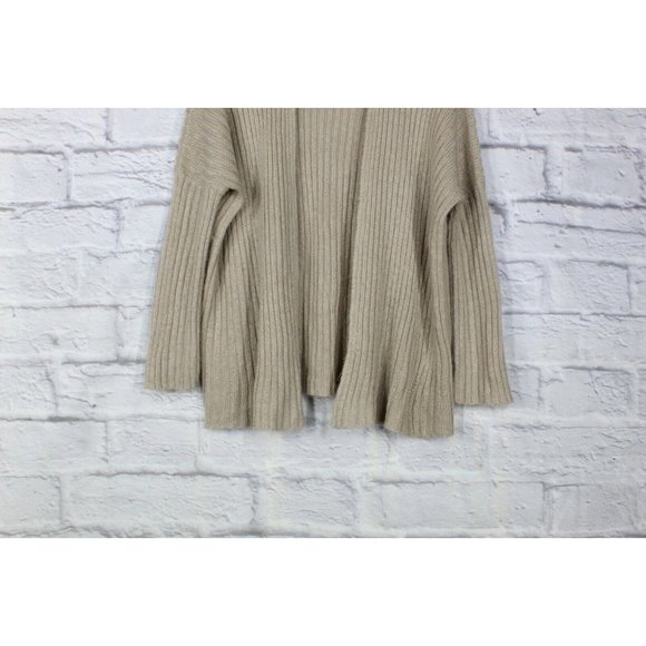 Wooden Ships Beige Ribbed Knit Open Front Cardigan Sweater Size S/M - Picture 3 of 8